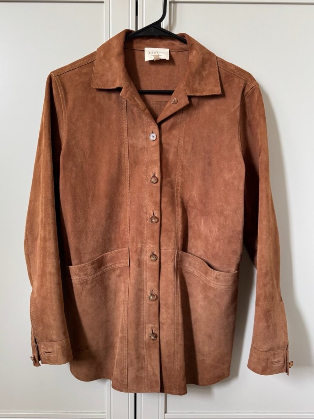 Sezane Will Jacket in Camel Suede, Size XS - Picture 3 of 9